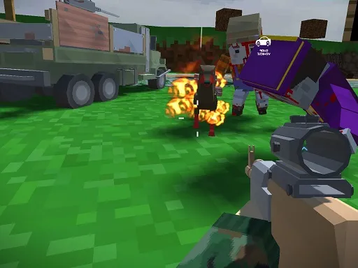 Blocky Zombie And Vehicle Shooting gameplay preview
