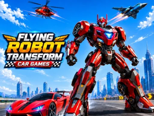 Flying Robot Transform Car Game gameplay preview