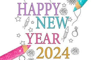 Happy New Year 2024 Coloring Game gameplay preview