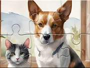 Jigsaw Puzzle: Oil Painting Dog And Cat gameplay preview