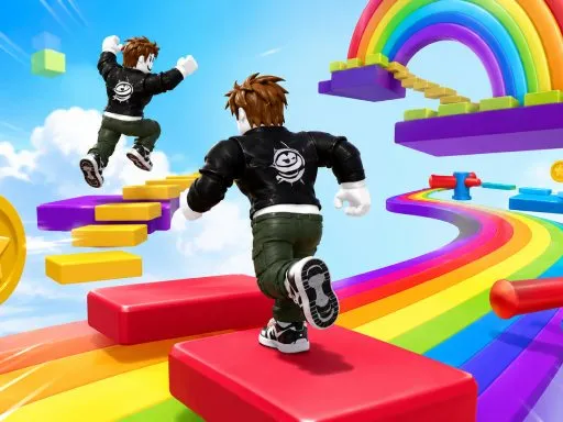 Obby Rainbow Parkour Two Player gameplay preview