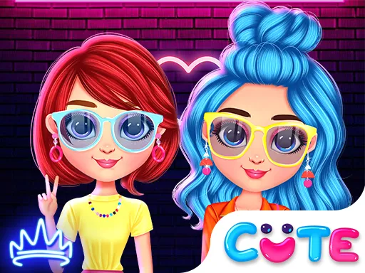 Rainbow Girls Neon Fashion gameplay preview